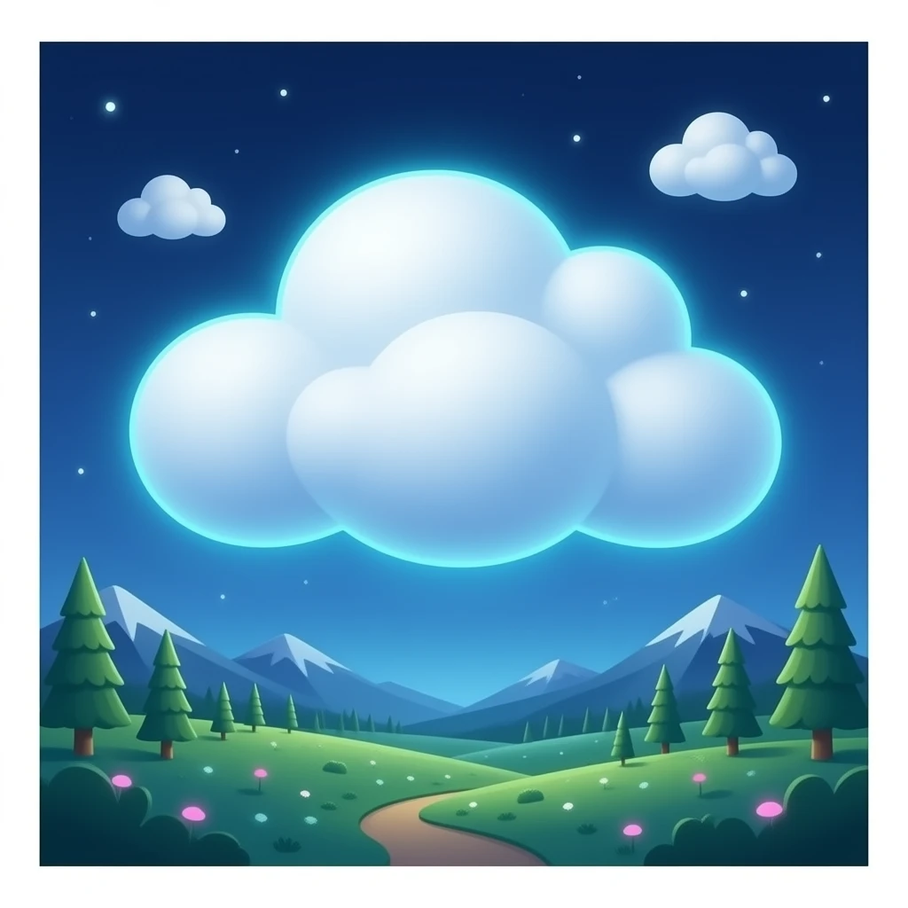 clouds with neon lights emoji