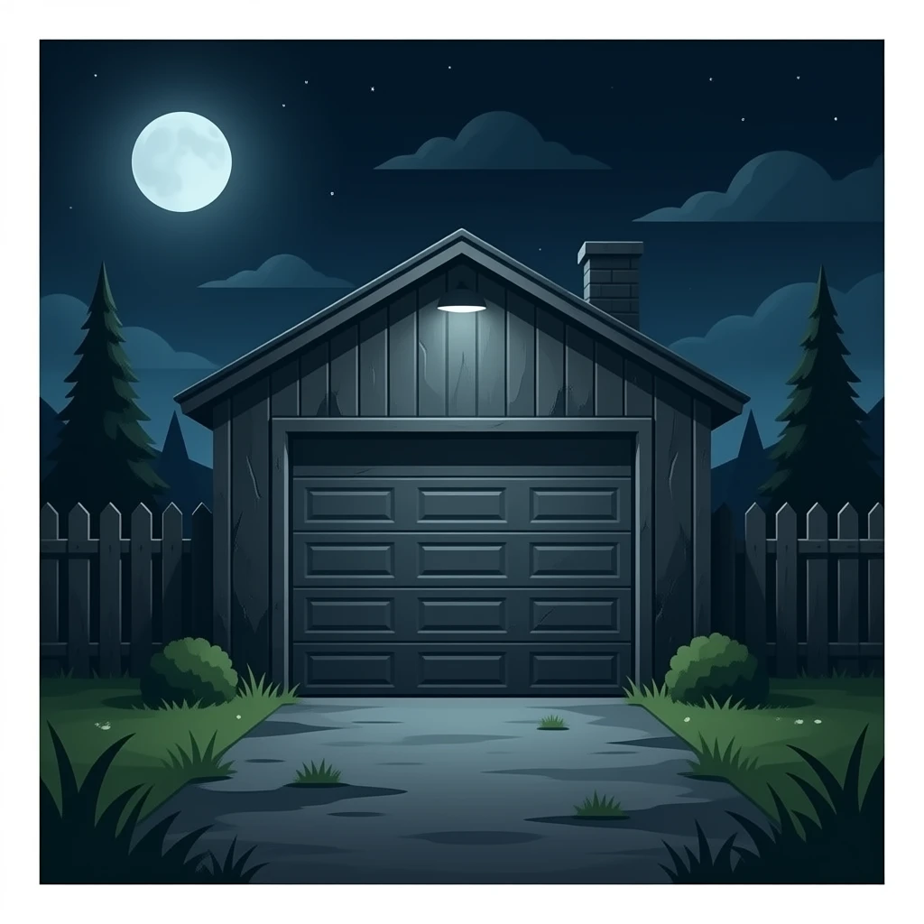 An abandoned, old, black garage emoji