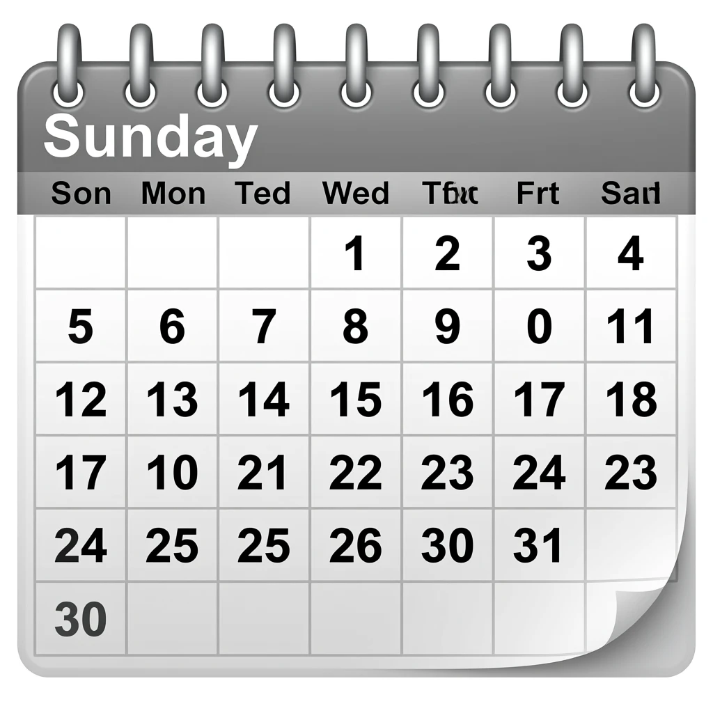 in calender sunday want to mention without any numbers remove dates in calnder too remove numbers in calender. i just wat sunday in calender emoji