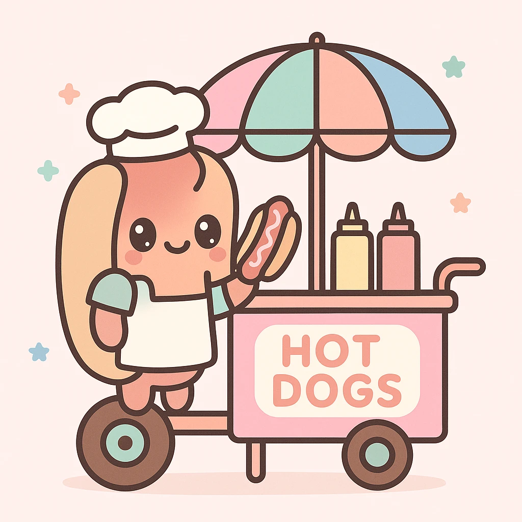 hotdog seller in New York with cart emoji