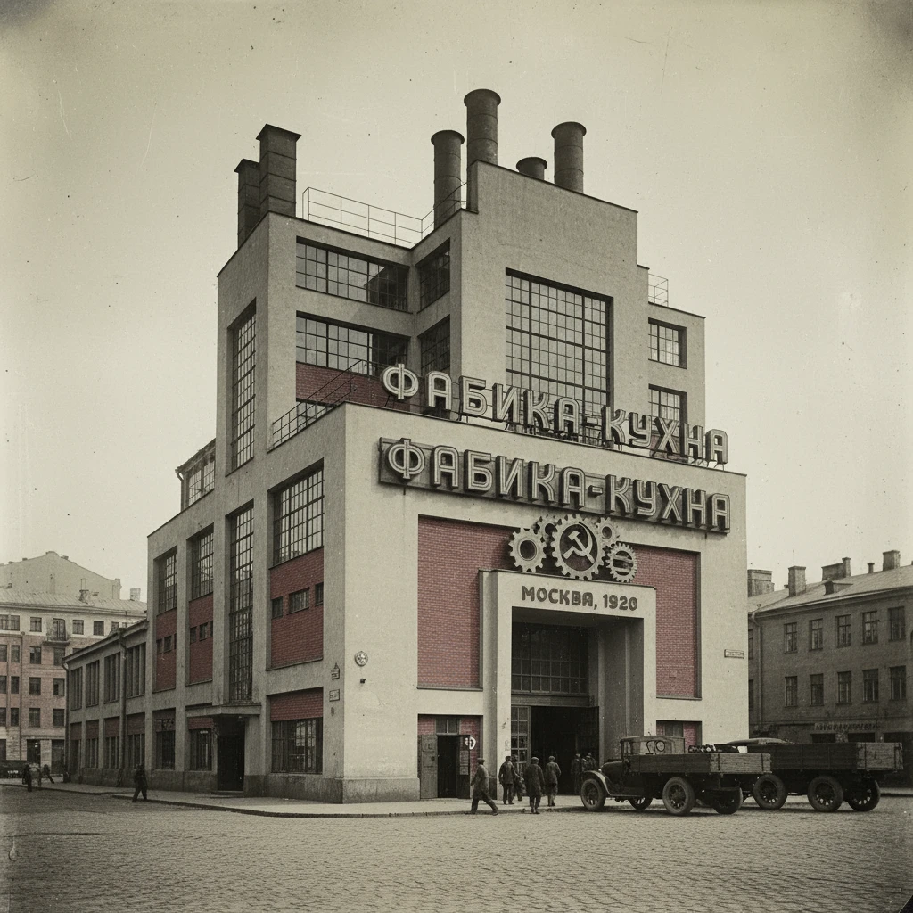 Конструктивистский фабрика-кухня в Москве 1920 года

Стиль - архивные цветные снимки emoji