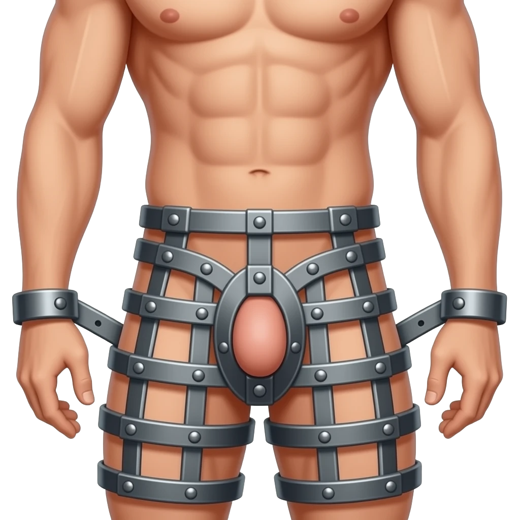 A full body of a man from head to toe With no clothes on and his penis is locked in a chastity cage emoji