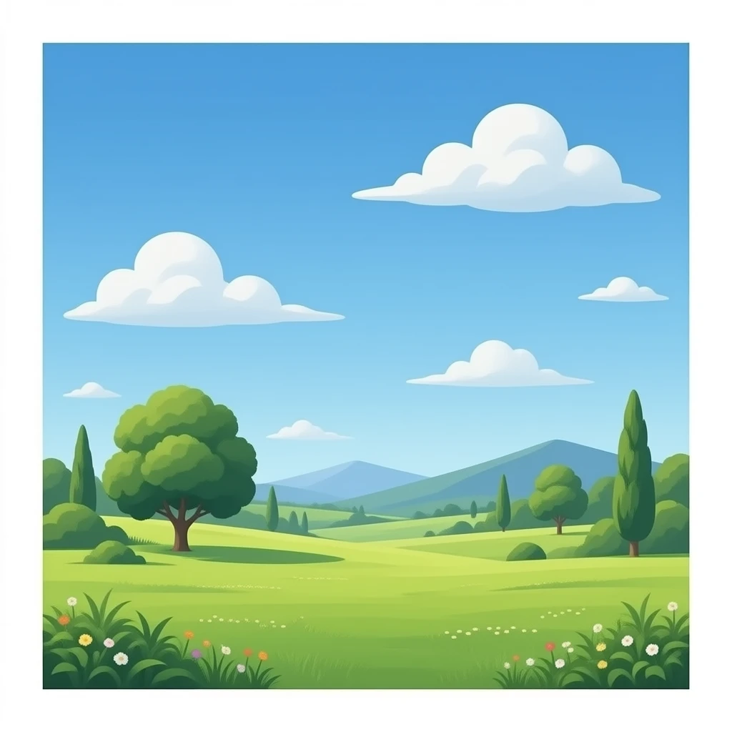 rectangular, horizontal painting with a landscape emoji