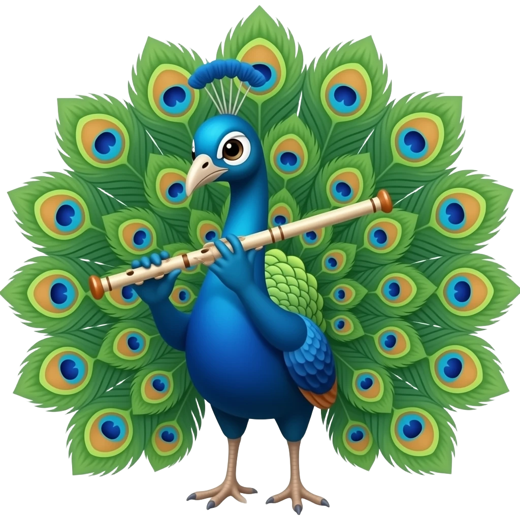 Peacock and flute emoji