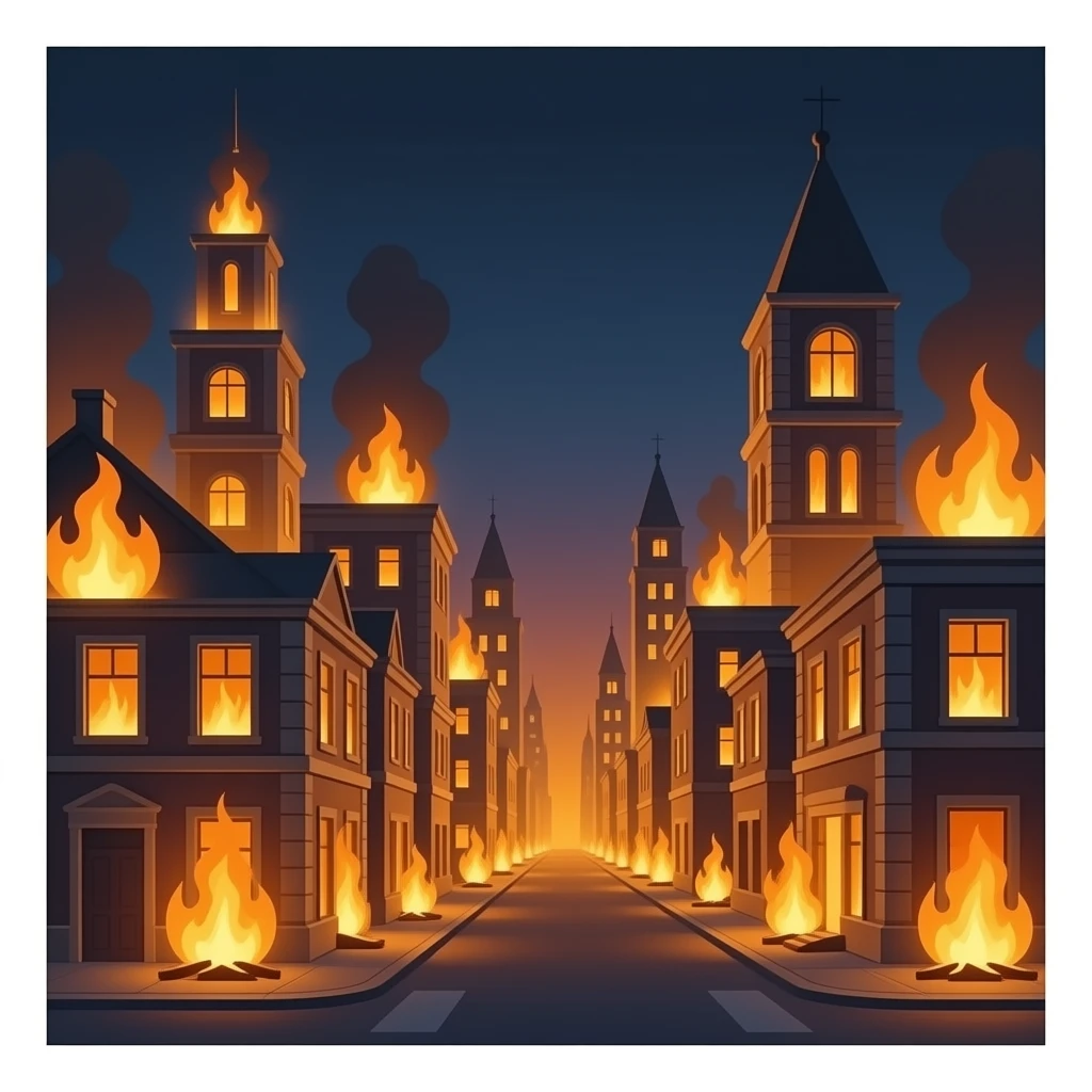 multiple old Buildings on fire emoji