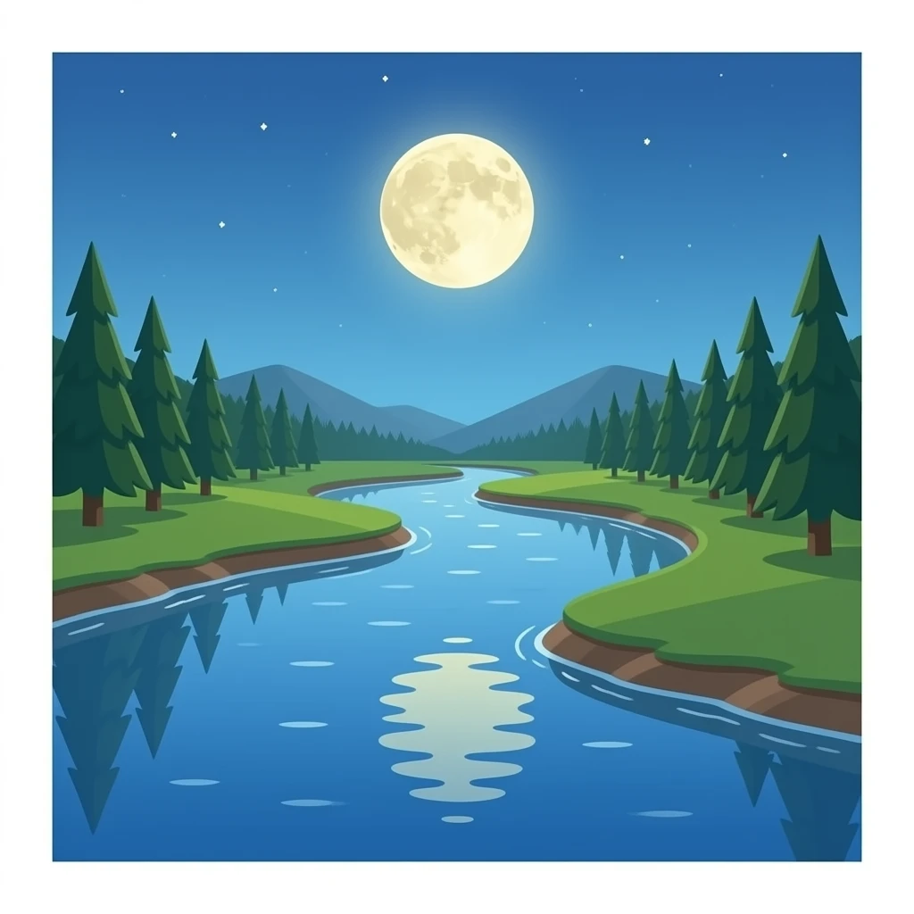 River plus moon emoji