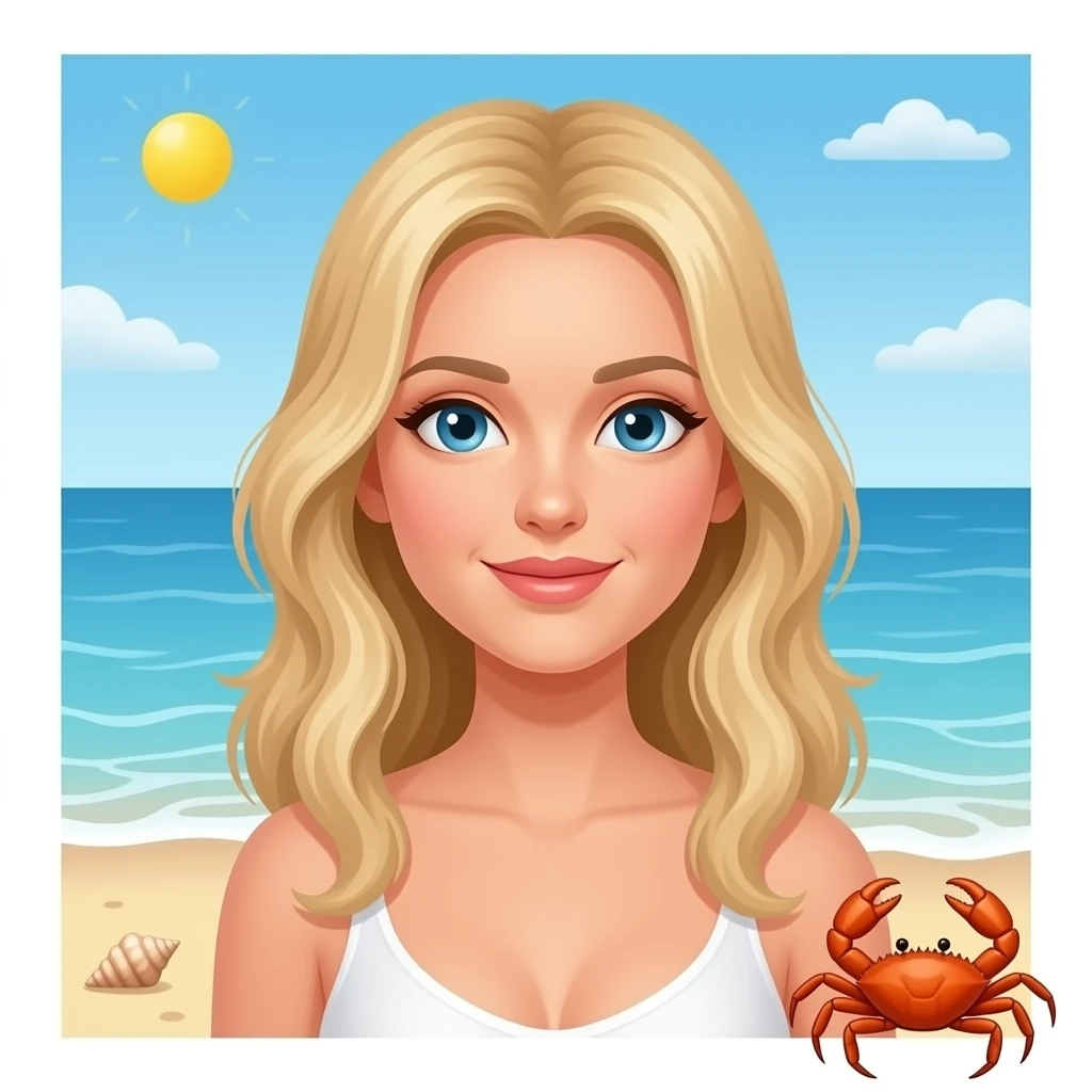 👱🏻‍♀️🏖🌞🐚🦀 emoji