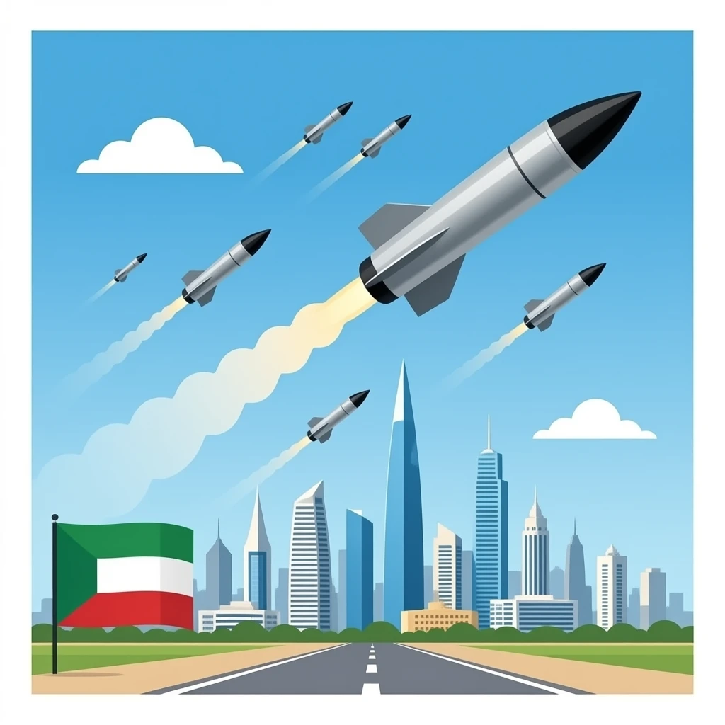 missiles in sky fulling in kuwait city emoji