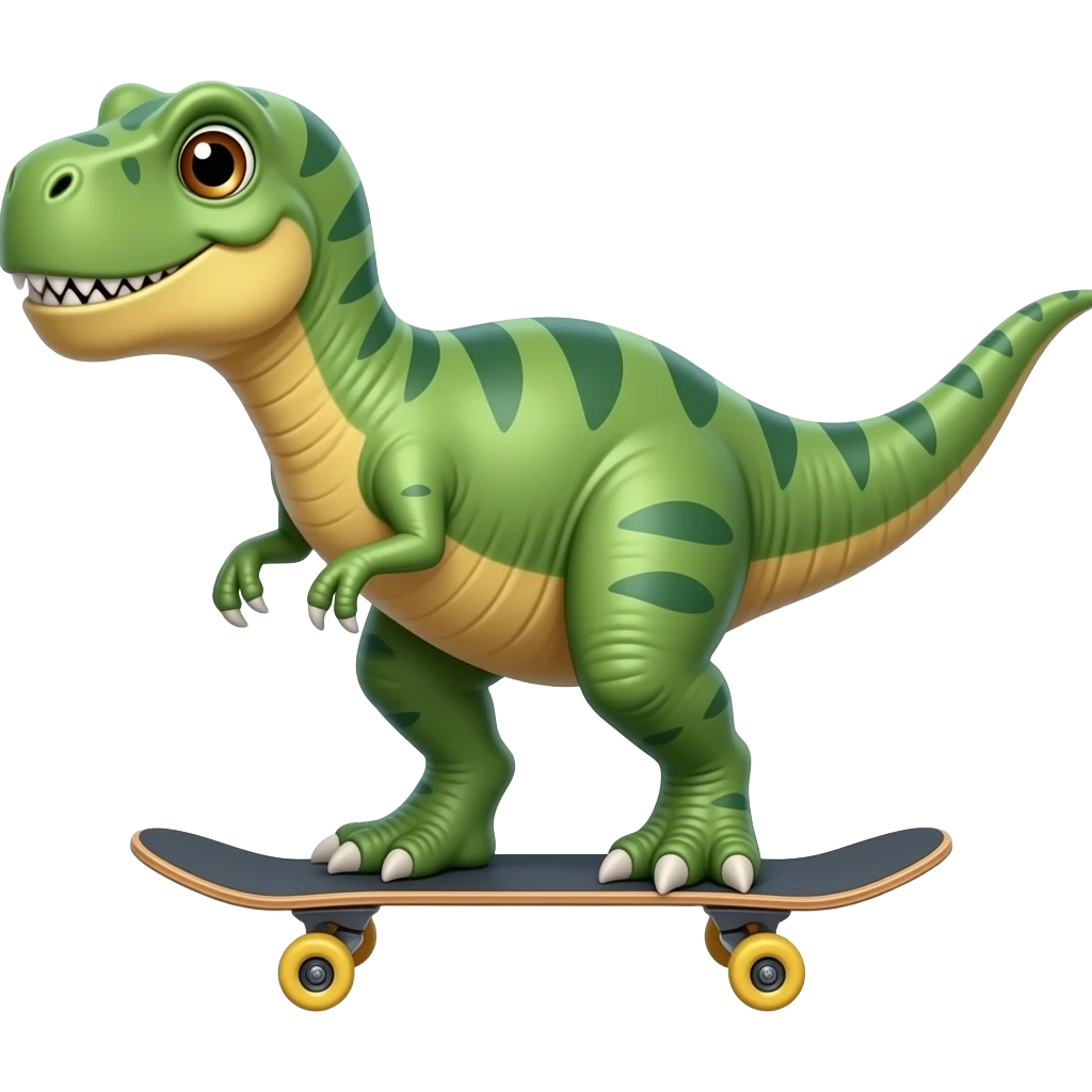 Dinosaur on a skateboard emoji
