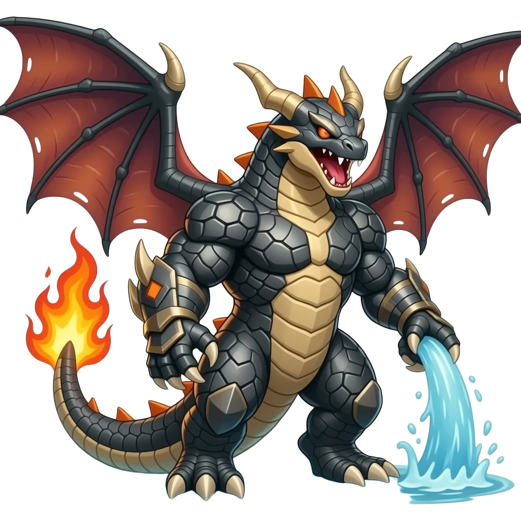 Tyranitar-Salamence-Flamedramon-Gyarados-Fakémon-fusion-hybrid emoji