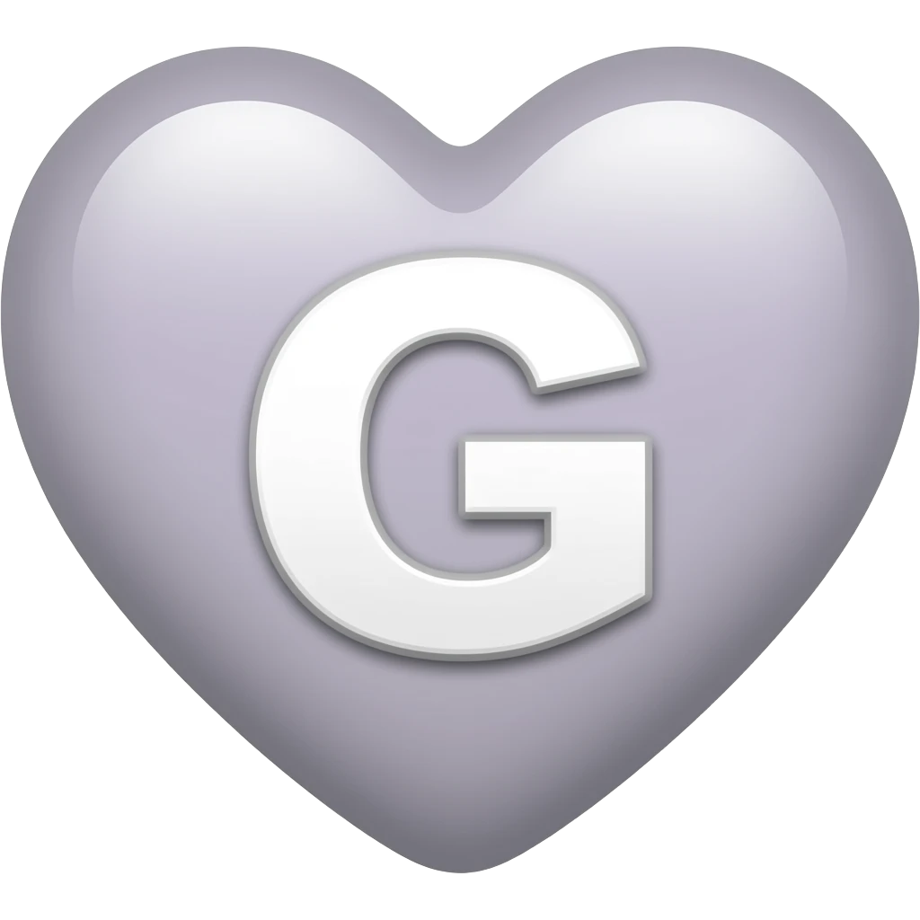 Beyaz kalbin üstüne G harfi ekle emoji