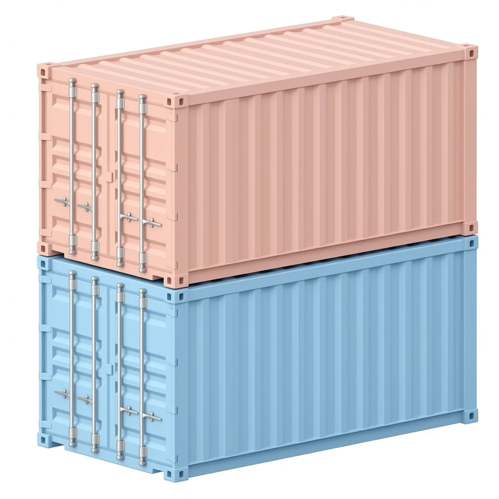 cargo containers stacked 2, pastle colors emoji