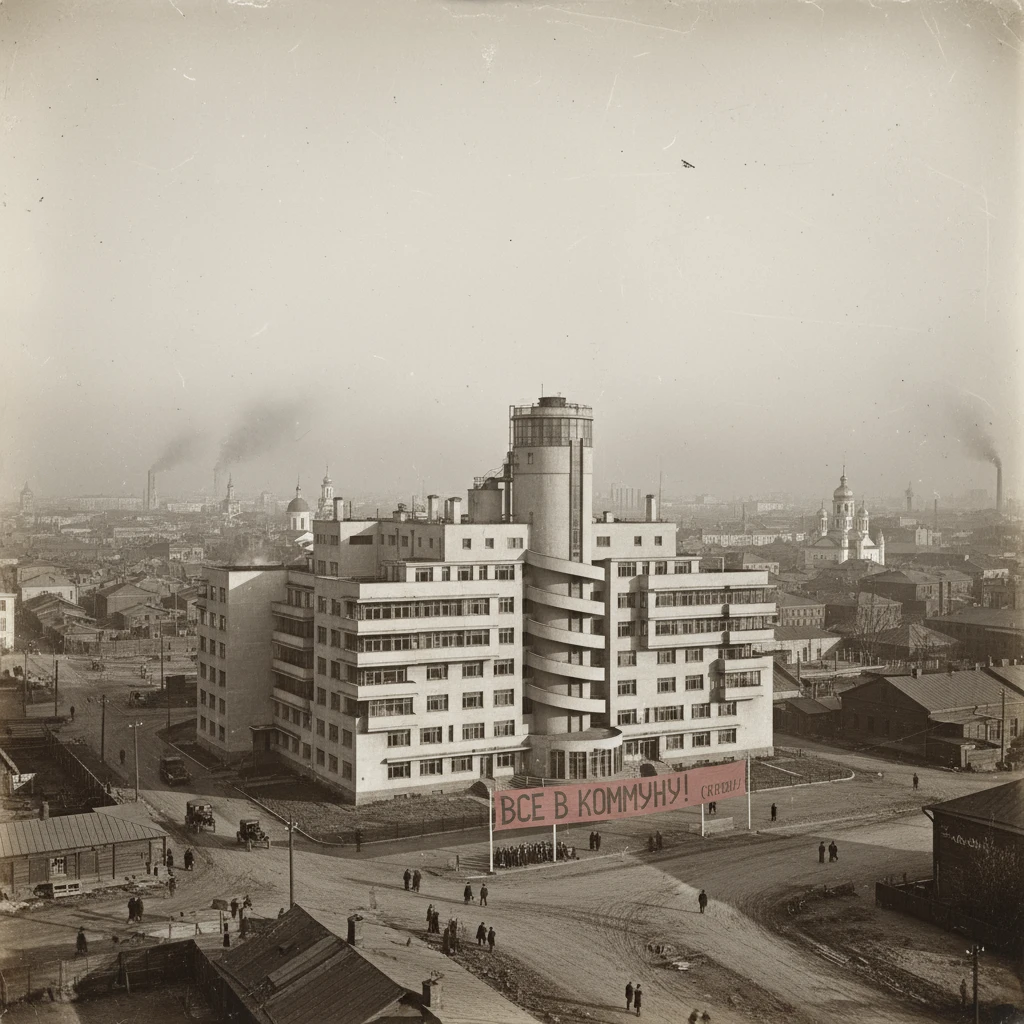 Конструктивистский дом-коммуна на фоне Москвы 1920 года

Стиль - архивные снимки emoji