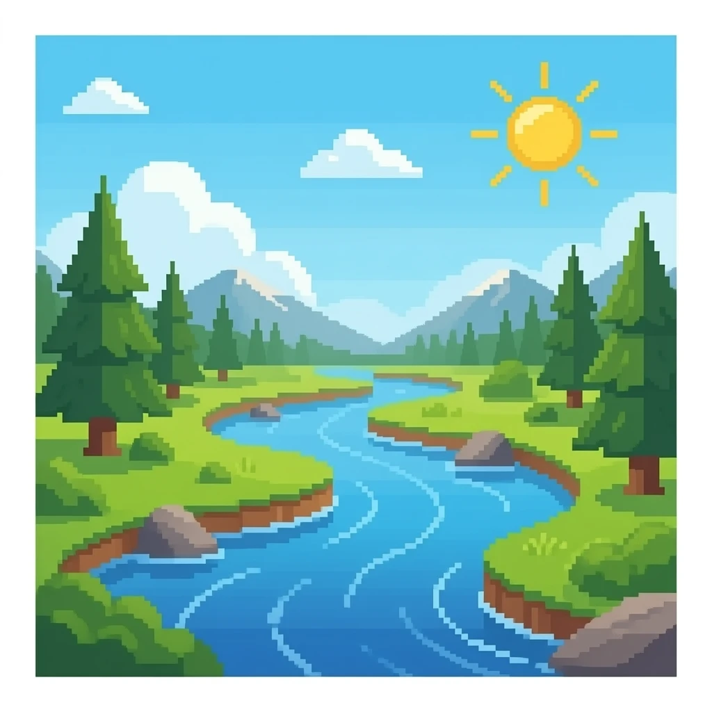 pixel flowing river emoji