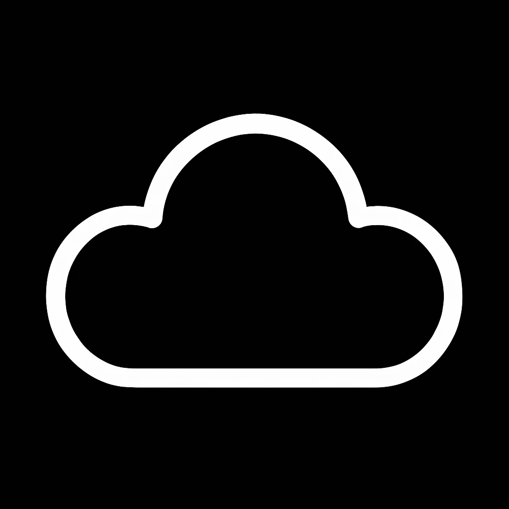 сделай это облако полностью белым и контур на черном фоне emoji