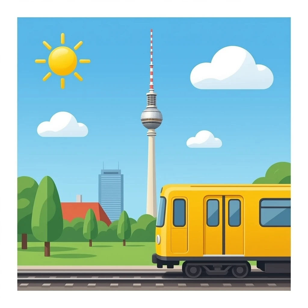 Emojis  aus Berlin : Fernsehturm und gelbe U-Bahn emoji