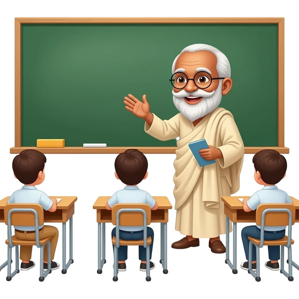 Math teacher as modiji giving good suggestion to the students in a class emoji