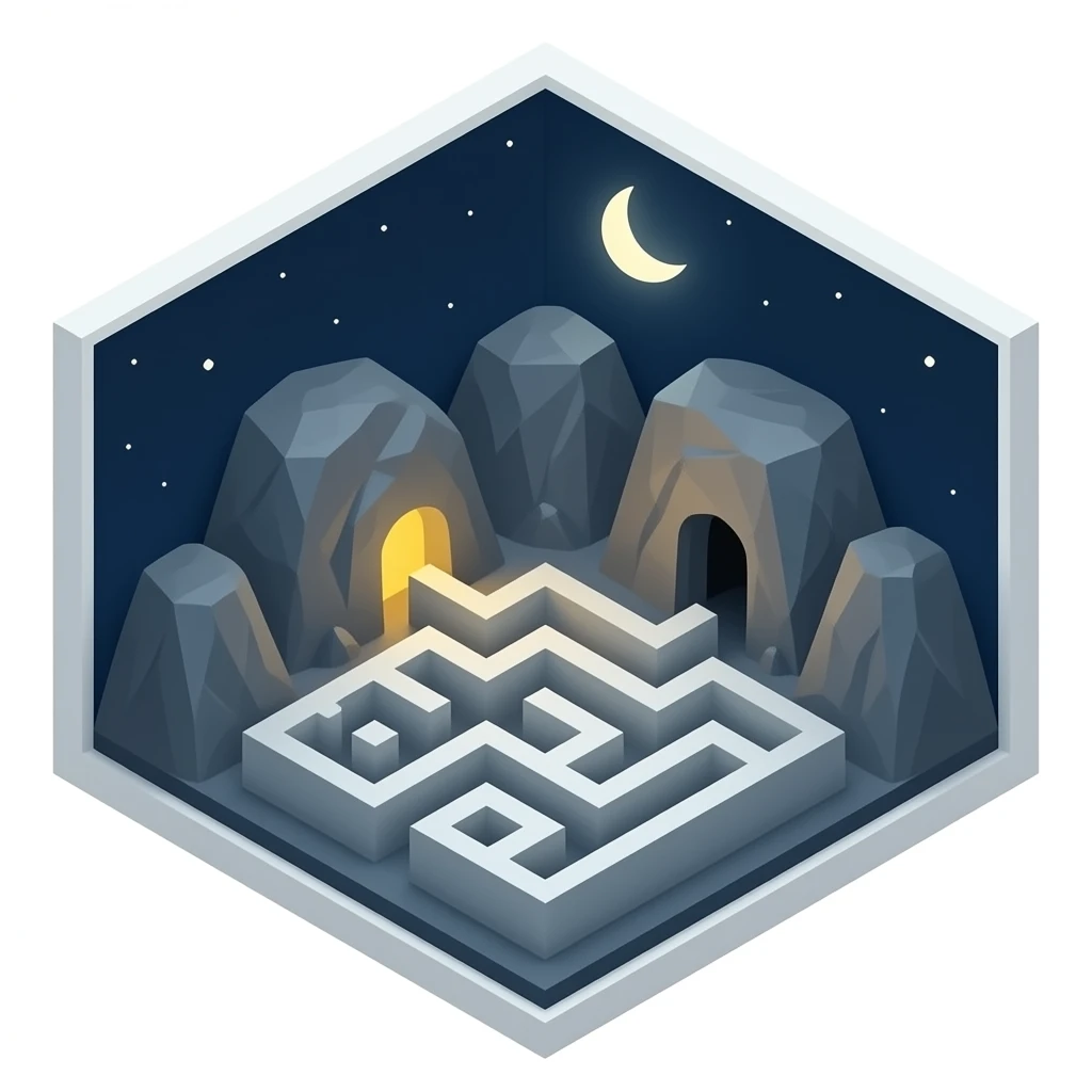 Isometric cave maze emoji