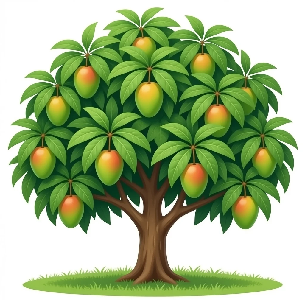 Mango tree, very less mangos, big and heavy leafs, more leafs. emoji