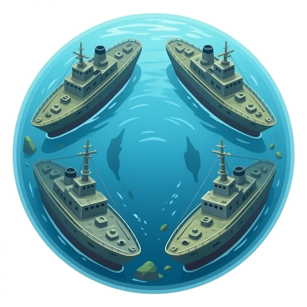sunken ships forming a circle underwater emoji