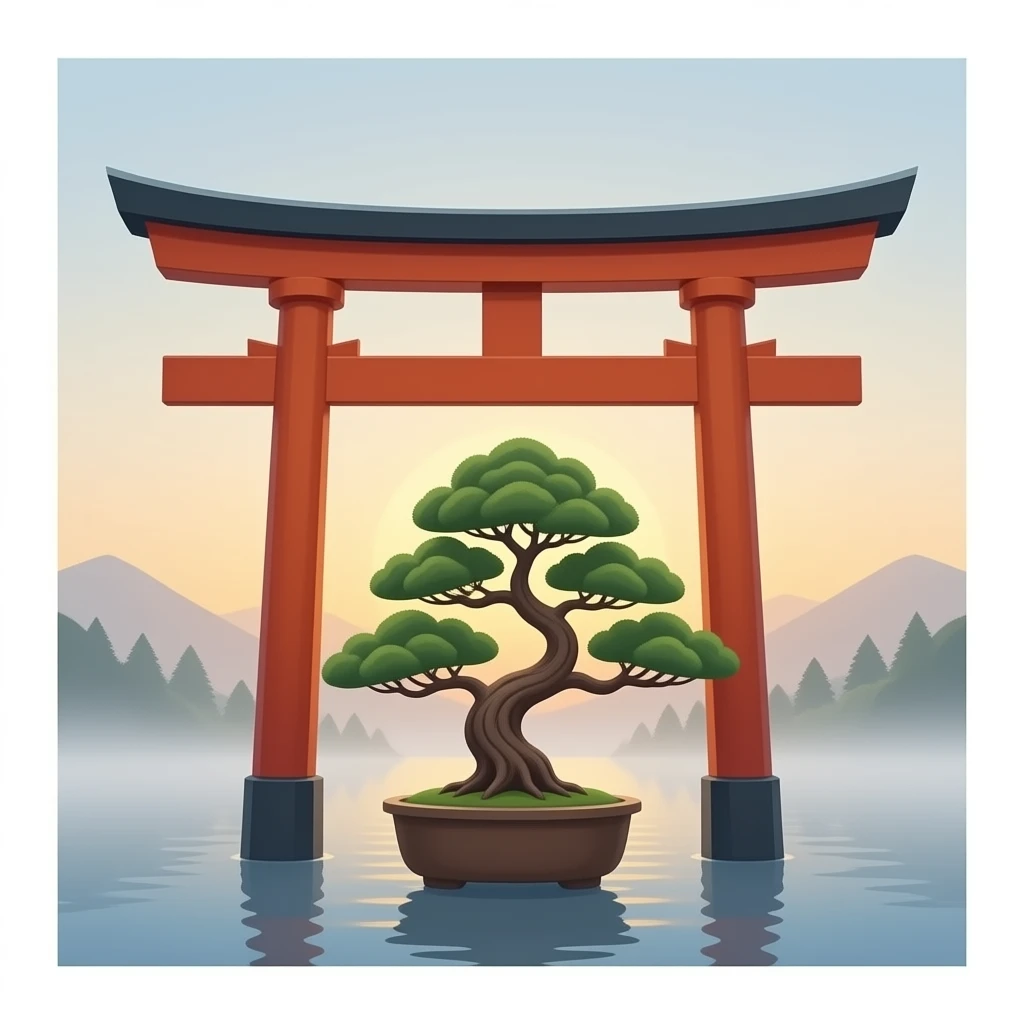 Bonsai tree stuck on the Torii gate emoji