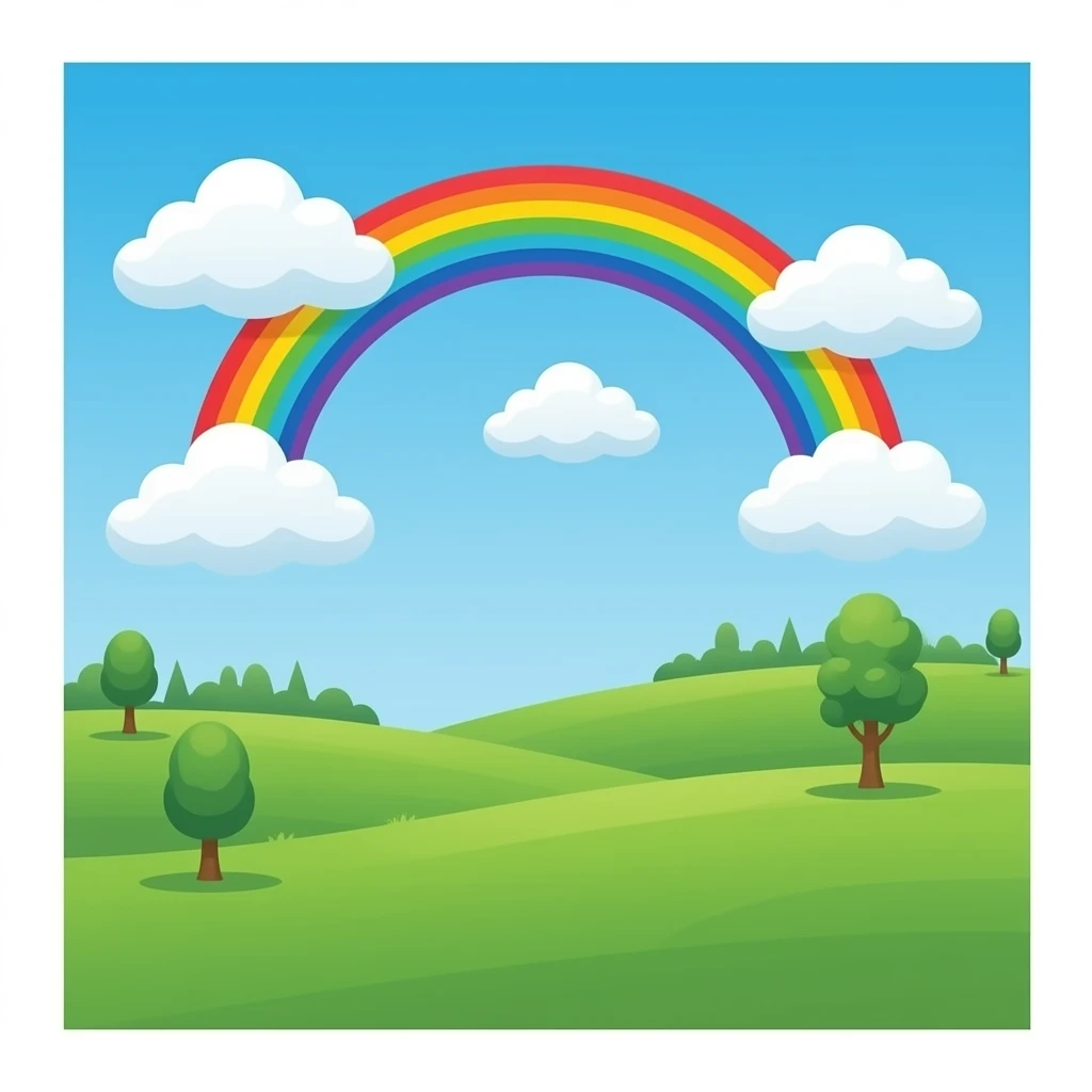 Rose gold rainbow with white clouds emoji