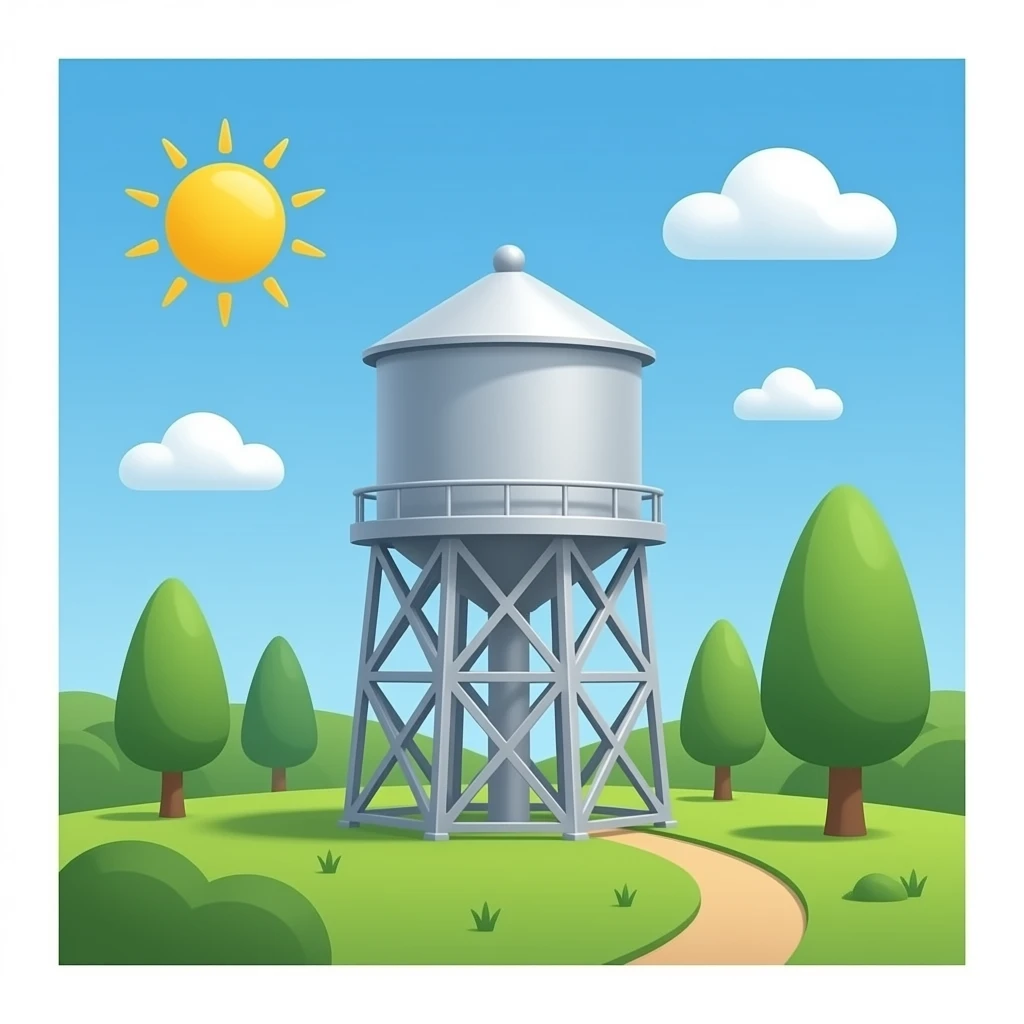 Water tower 3d no background emoji