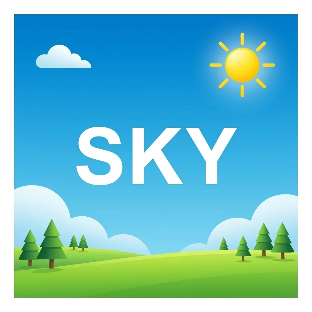 напиши SKY на фоне неба emoji