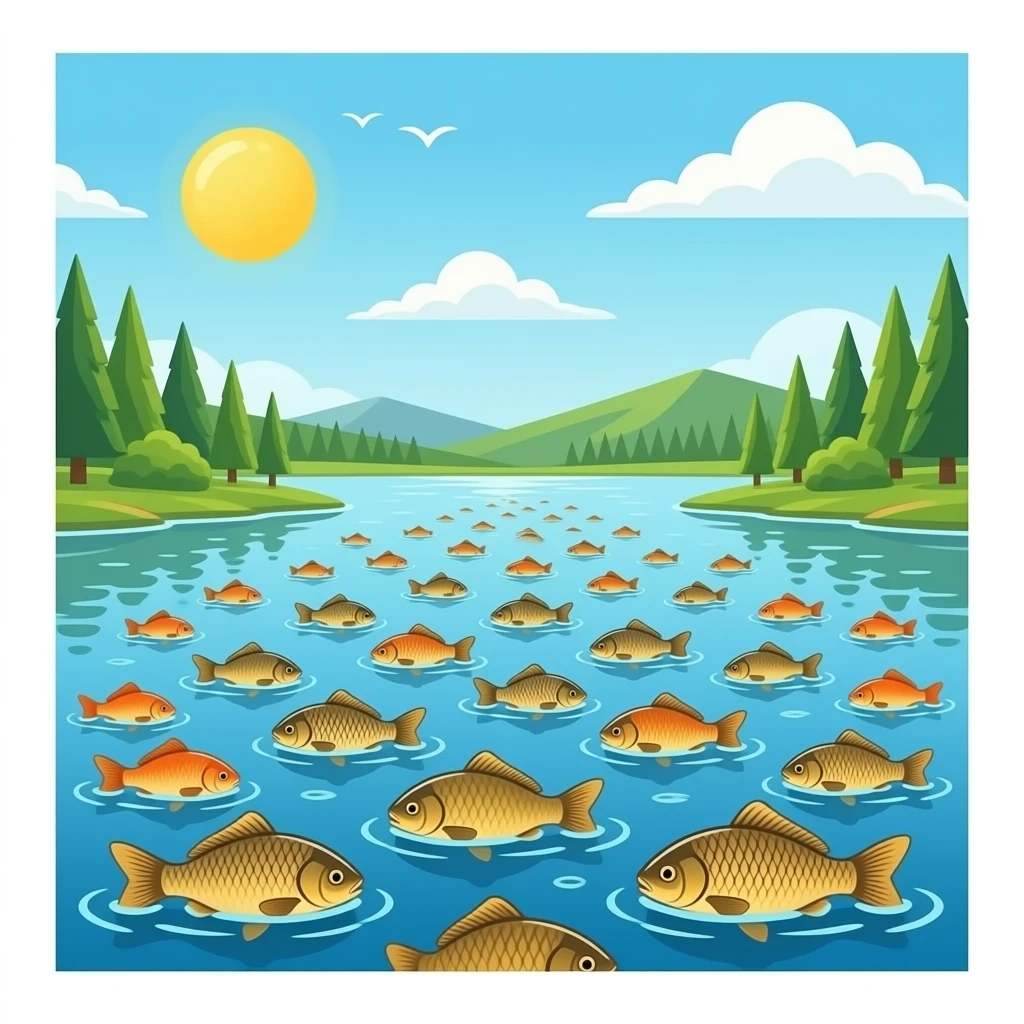 lots of common  carp fish in a lake emoji
