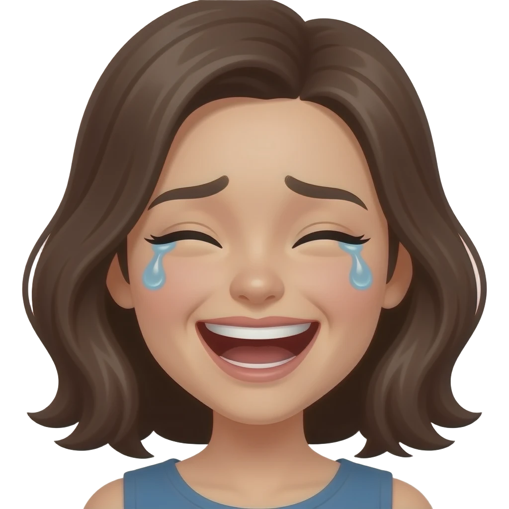 A woman that is laughing and trying not to cry emoji