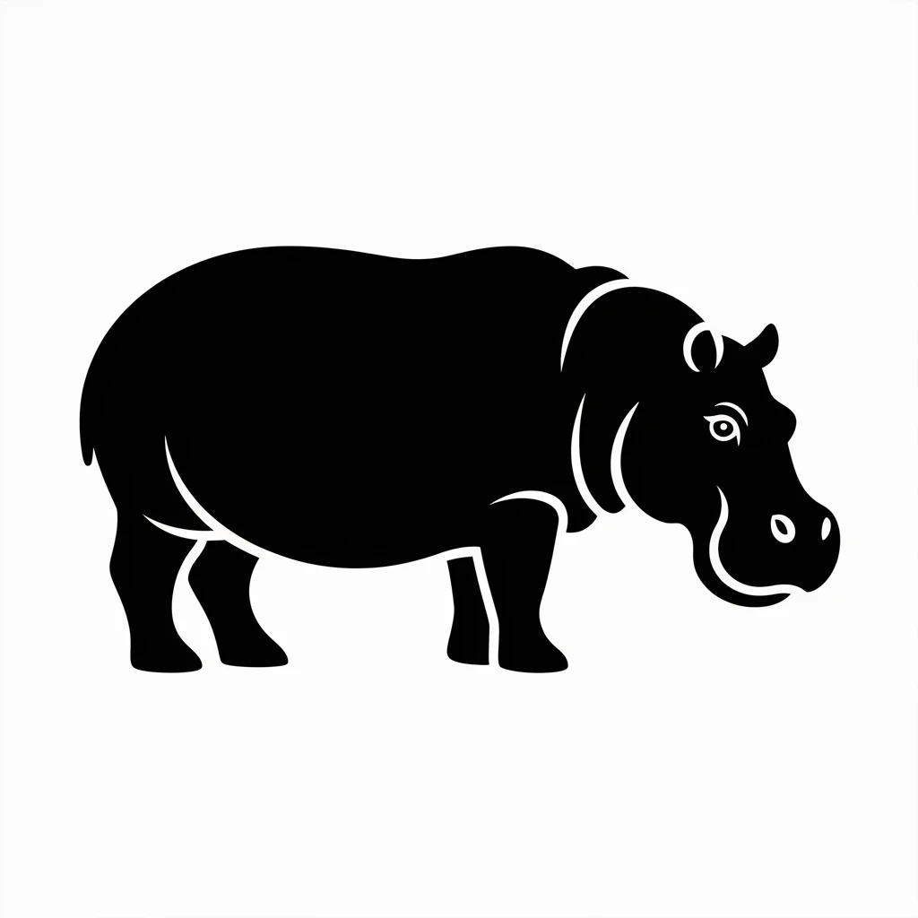Hippo icon black silhouette emoji
