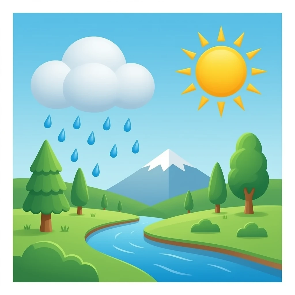 Rain, and sun emoji