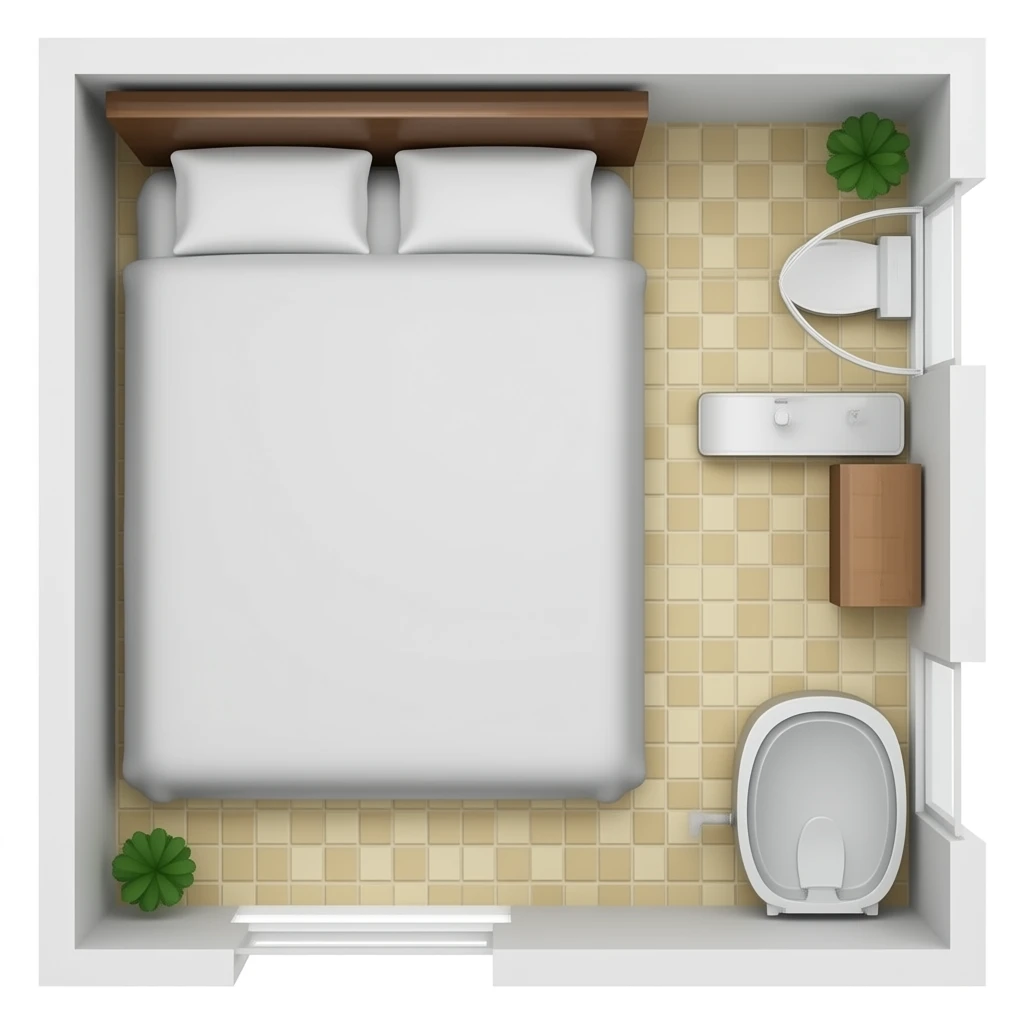 single bedroom floorplan without ensuite emoji