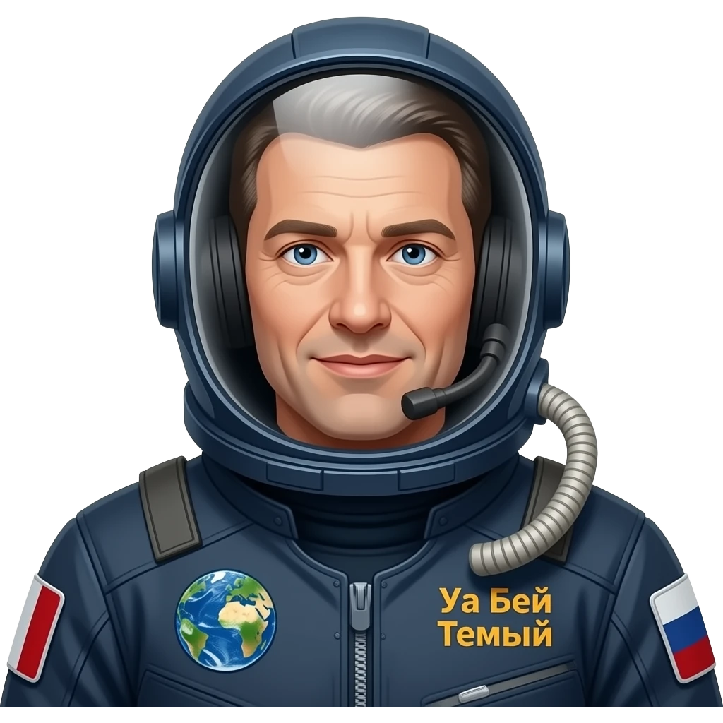 космонавт с космоса смотрит на землю на костюме надпись УараБэй Темный скафандр emoji