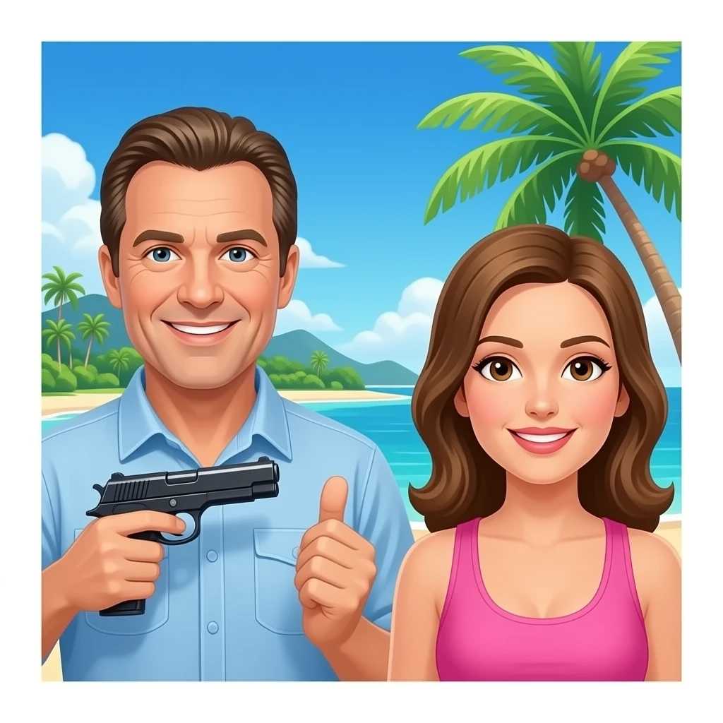 john mcafee gun womans tropical island emoji