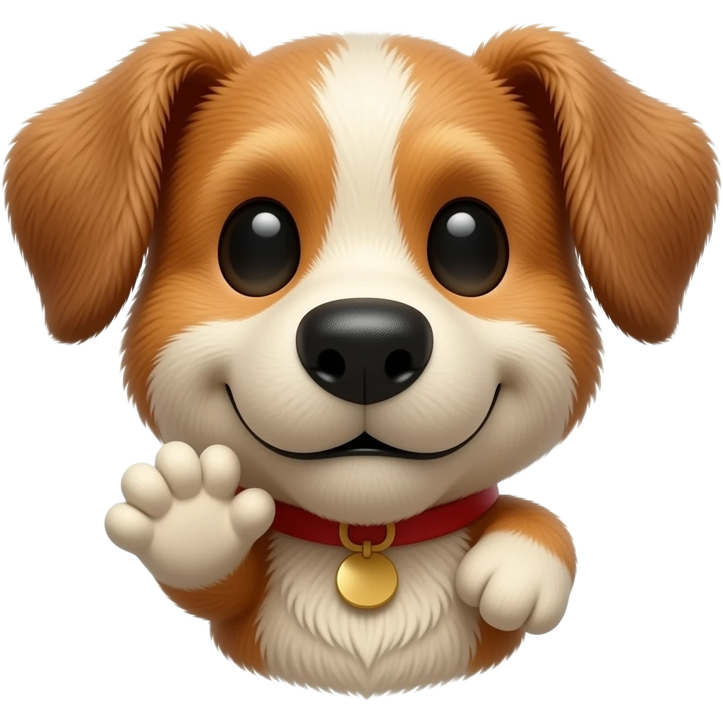 dog hand puppet with black eyes emoji