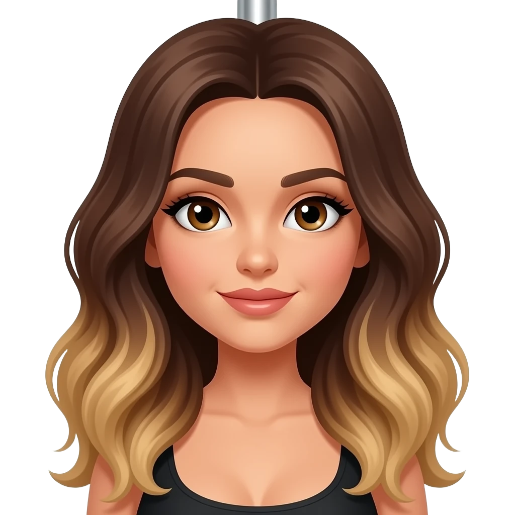 Brunette balayage long hair pole dancing emoji