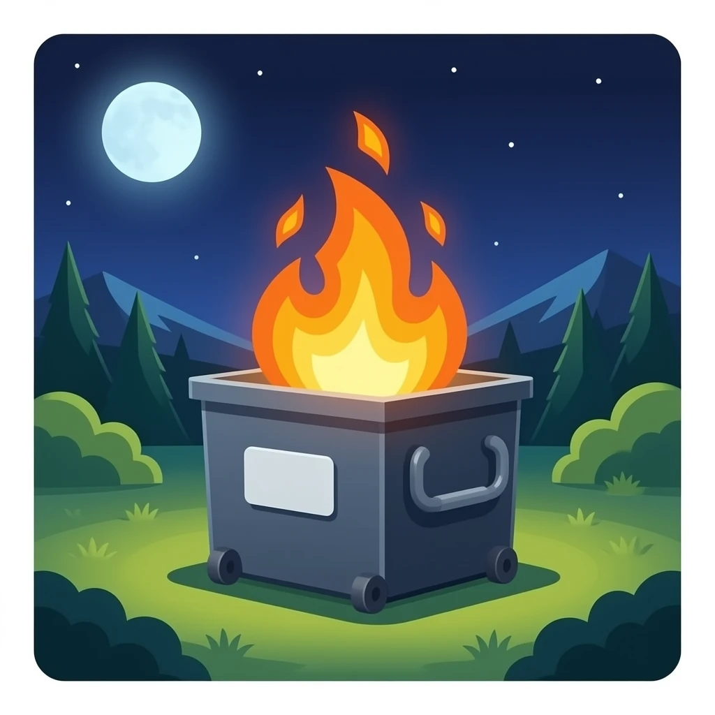 dumpster fire neon emoji
