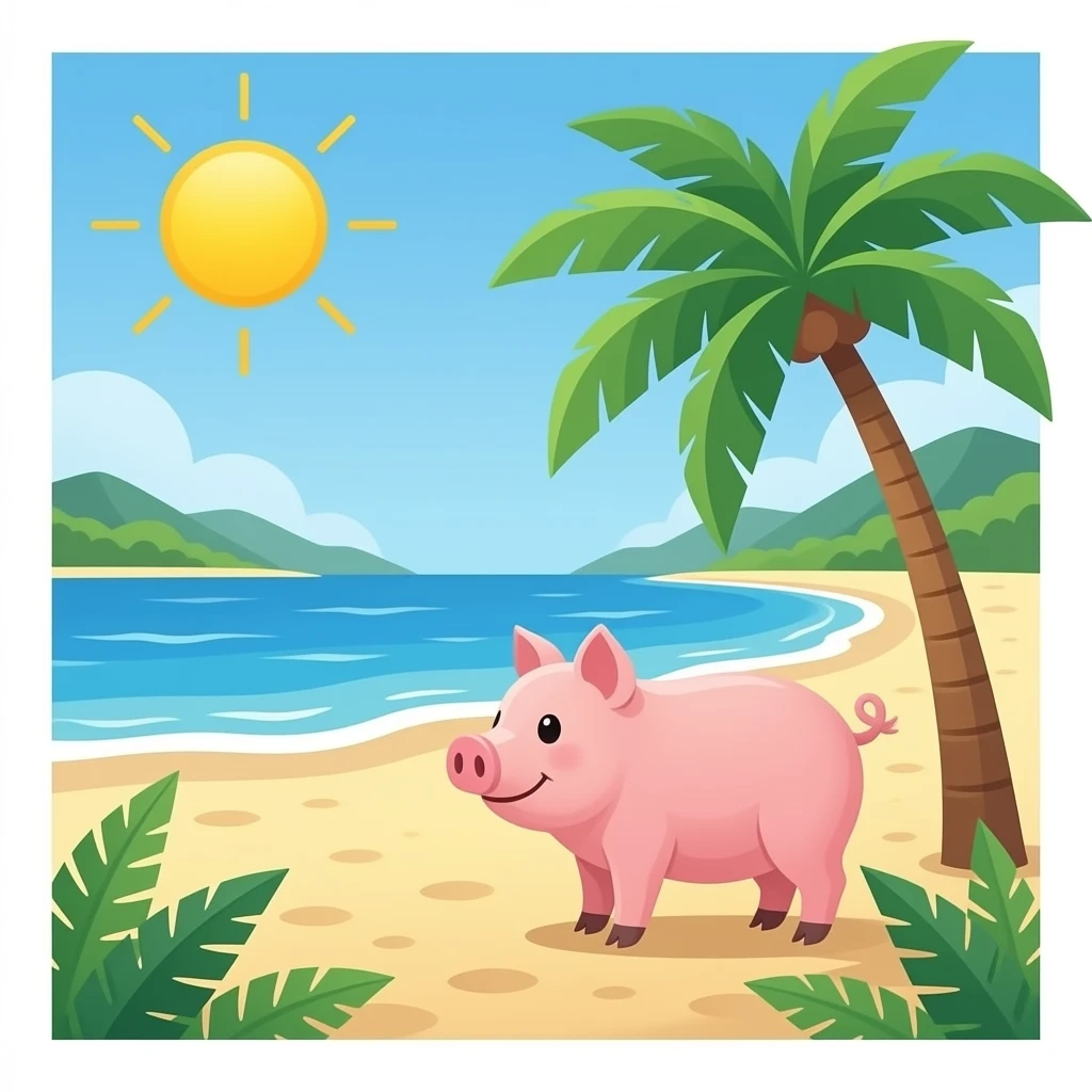 pig beach emoji