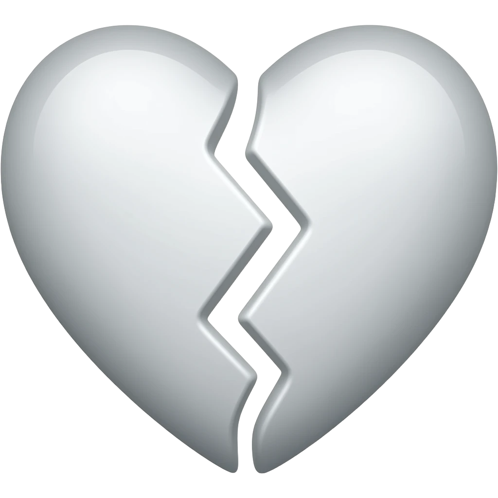 반으로 갈라진 하얀색 하트 emoji