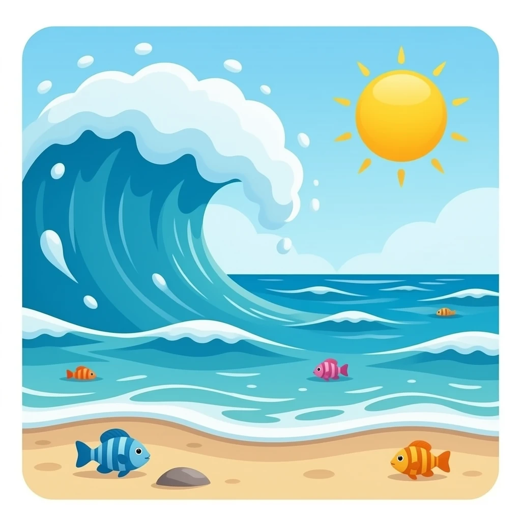 Fish theme sea waves emoji