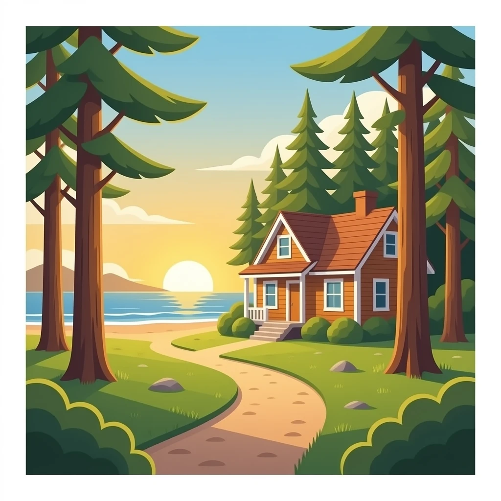 beach house golden hour in the forest emoji