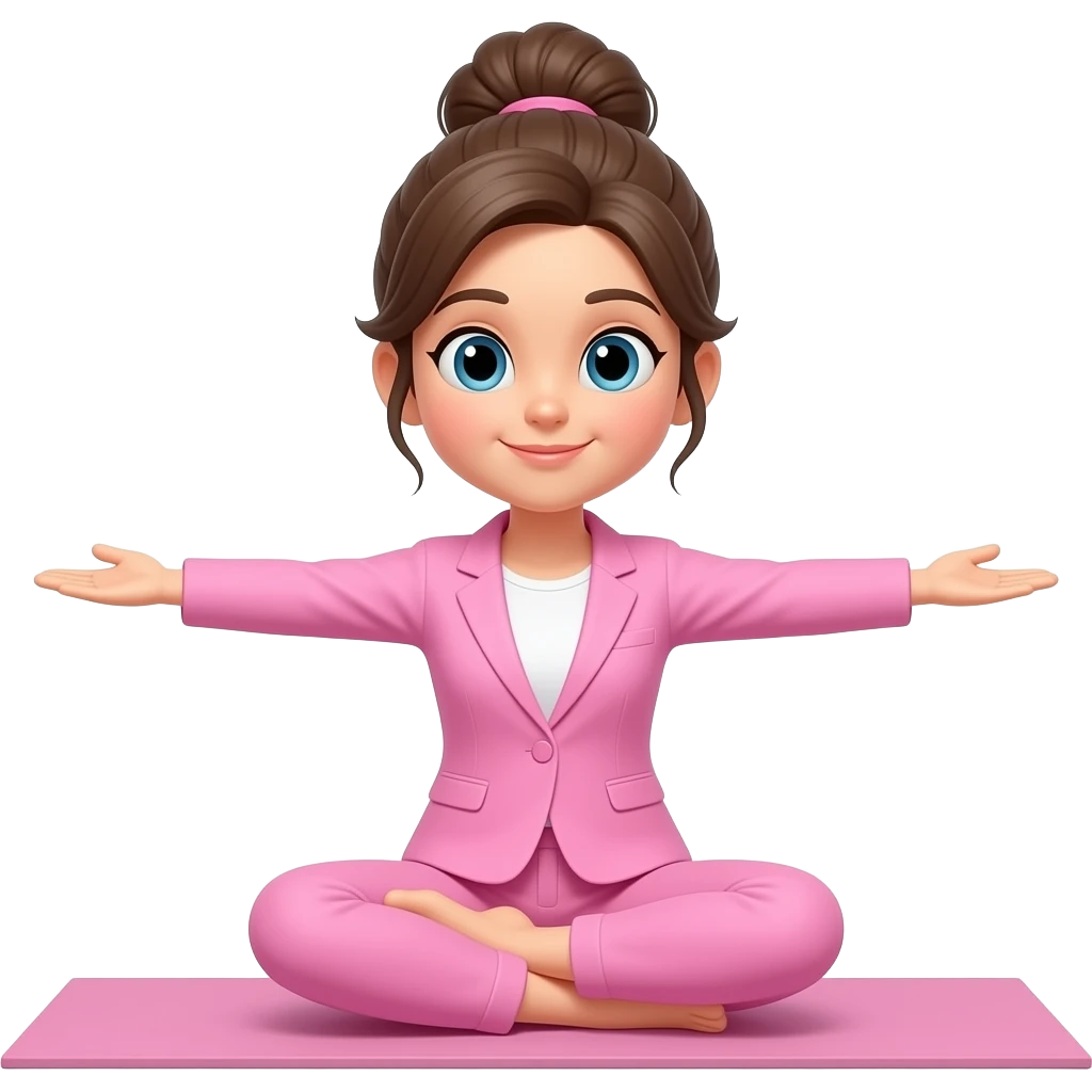 Девушка занимается йогой в розовом костюме emoji