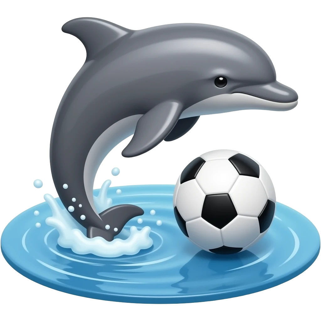 yelllow black dolphin circle wave soccerball emoji