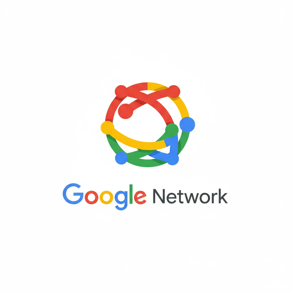 Используя стилистику логотипов Google для поисковика и Cloud сервиса сгенерируй логотип для Google Network emoji