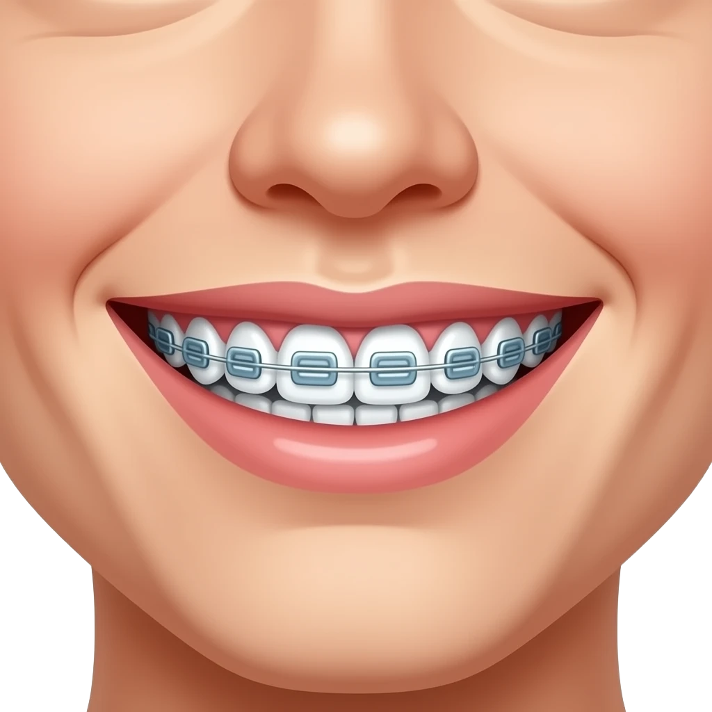 Улыбка с брекетами вблизи emoji