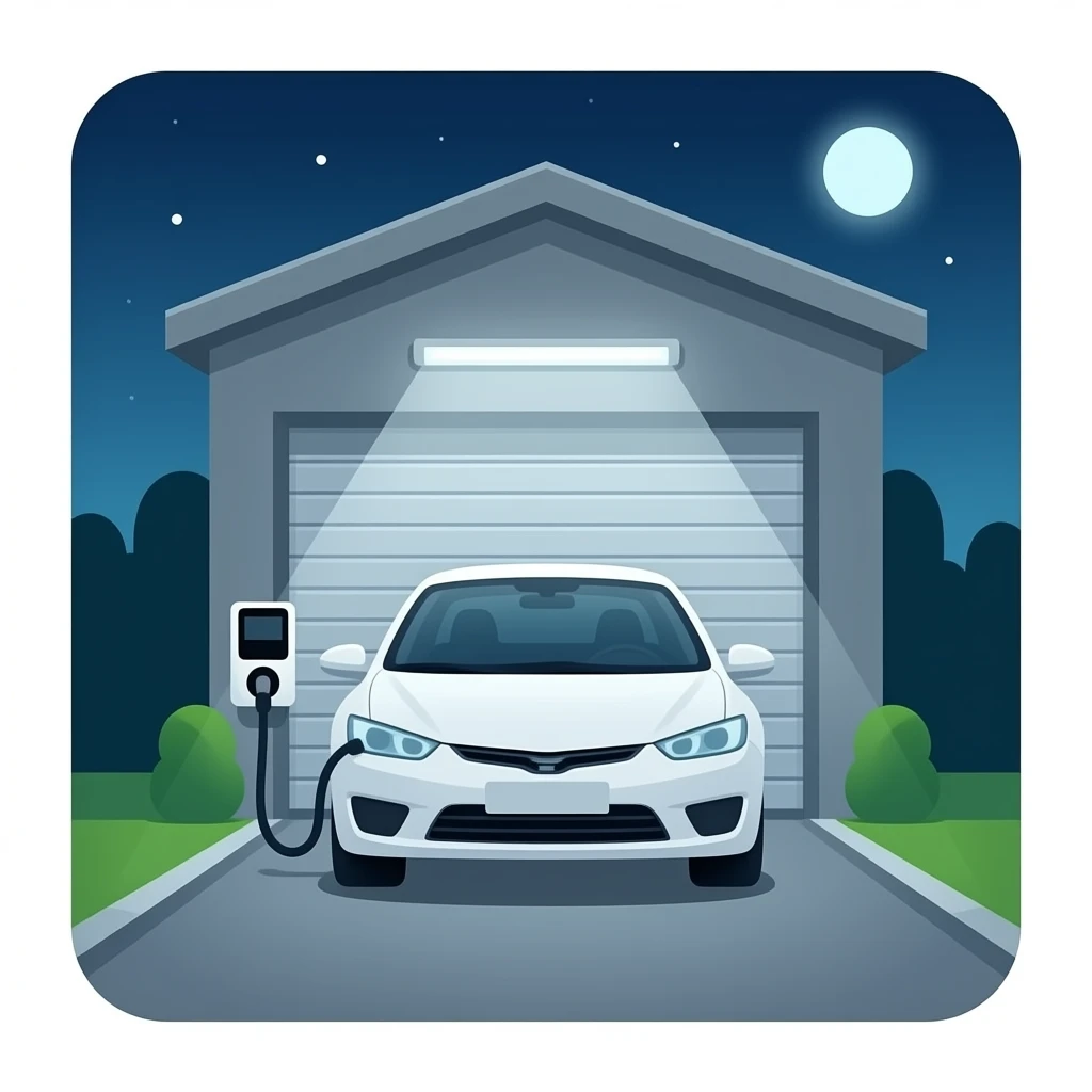 electric car charging in garage emoji