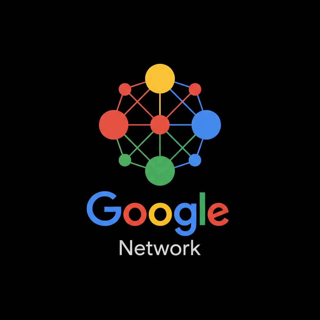 Используя стилистику логотипов Google для поисковика и Cloud сервиса сгенерируй логотип для Google Network emoji