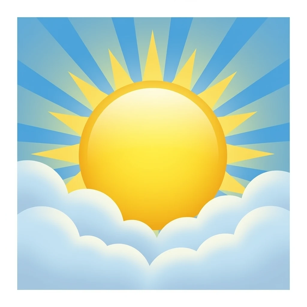 sun shinning from behind cloud without background emoji
