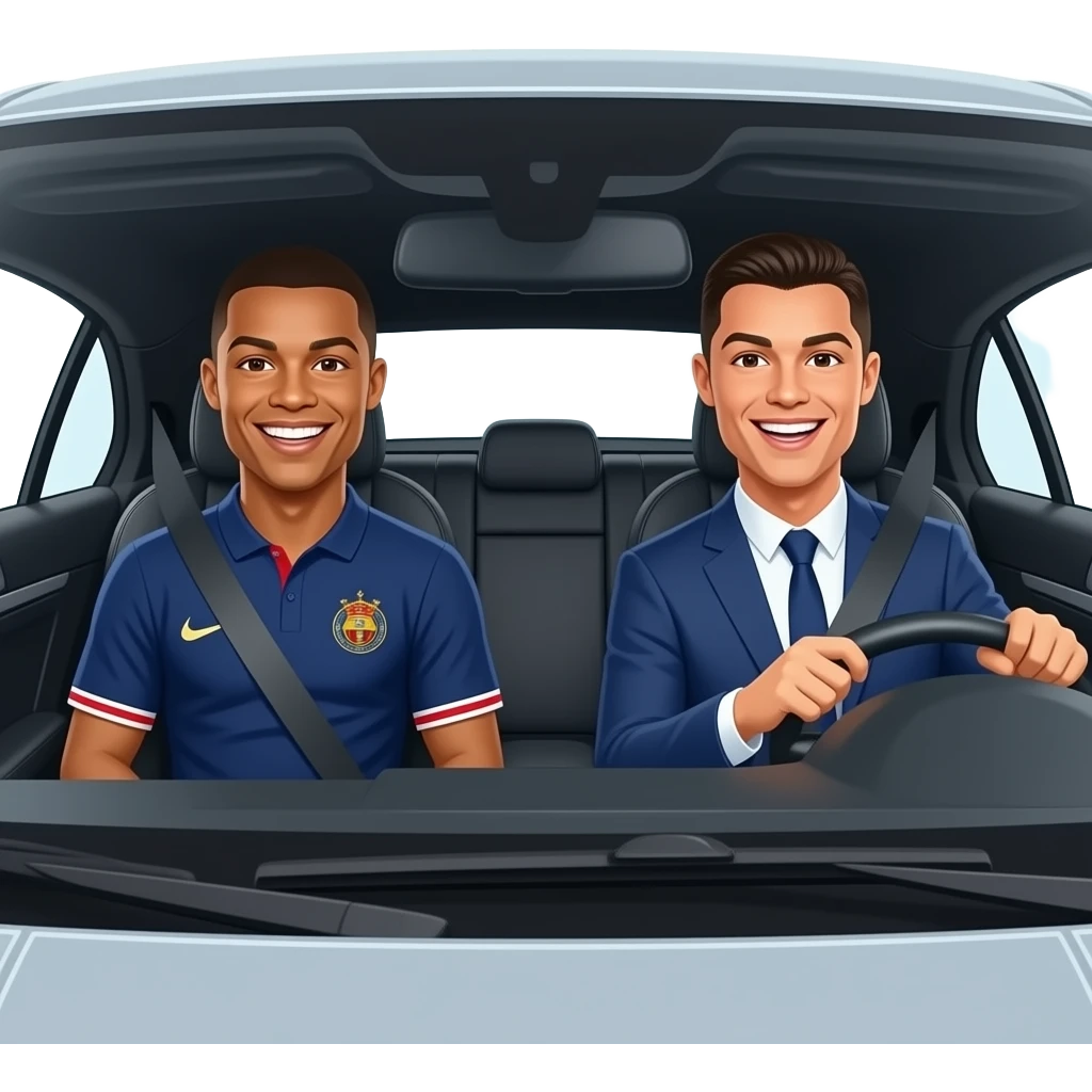 Mbappe with ronaldo  in car emoji